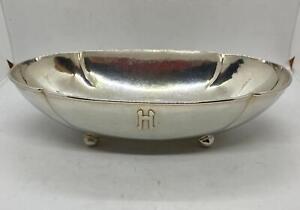 Kalo Sterling Silver Serving Bowl Oval Applied H Footed Hammered Arts Crafts