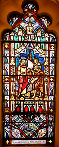 Antique Gothic Church Stained Glass Window 24x65 Jesus Calls The First Disciples
