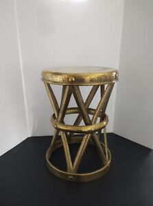 Mid Century Hammered Brass Stool Ir Side Table