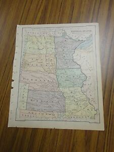 Nice Color Map Of The Central States West Printed 1896 By American Book Co 