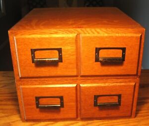 Pair Of Antique Oak Weis Library Card Catalog Cabinet Oak 2 Drawer Files