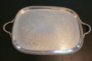 Sheffield Silver Company Silver Plate 22 Tea Butlers Tray Floral Pattern 252