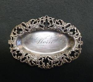 1800 Foster Bailey Sterling Silver Mini Oval Vanity Tray Engraved Flora 45 Oz 