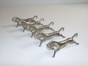 Set Of 5 Vintage Mid Century Art Deco Silver Plate Horse Knife Rests 3 1 4 