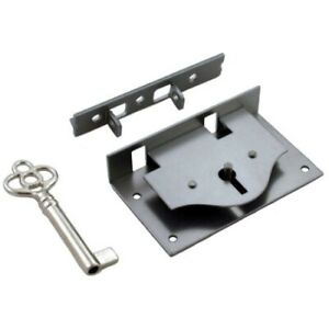 Small Half Mortise Steel Lock For Chest Or Box Lid W Skeleton Key S 10