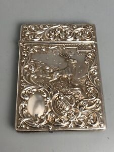 Edwardian Solid Silver Card Case Crisford Norris Birmingham 1902 Blzx
