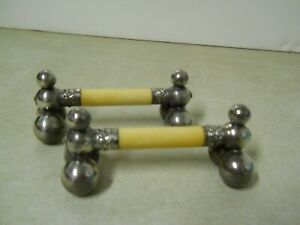 X2 Vintage French Silver Plated Ivory Bone Ball Feet Knife Rest Lot 8