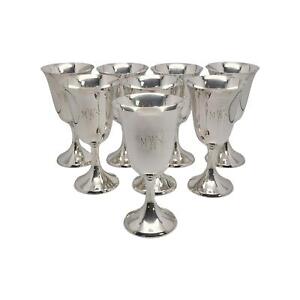 Set Of 8 Cartier Sterling Silver Water Goblets W Mono 16805