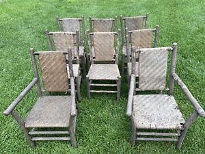 Vintage Old Hickory Martinsville Indiana Chairs Set Of 8 Cabin Decor