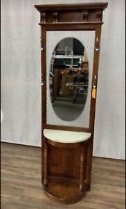 Antique Pulaski Furniture Entry Hall Tree Stand With Mirror