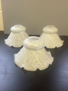 3 Vintage Glass Oil Lamp Shades Art Deco Style Glass Lamp Shades