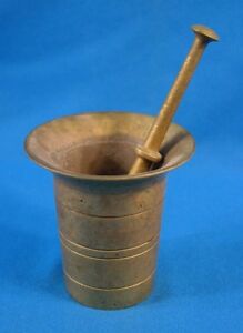 Antique Solid Bronze Brass Mortar Pestle Apothecary Pharmacy