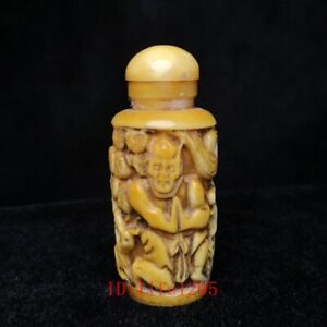 H 6 2 Cm Old Chinese Carved Old Man Buddha Statue Snuff Bottles Gift Collection