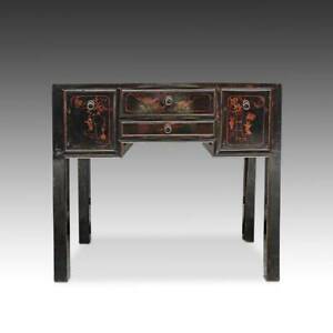 Antique Chinese Desk With 4 Drawers Painted And Lacquered Elm Wood China 19th C 