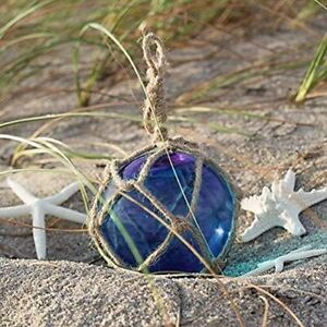 Glass Fishing Floats Cobalt Blue Japanese Glass Floats 5 Nautical Rope Ball
