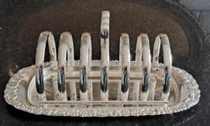 Stylish Silver Plated Six Place Toast Rack With Ornate Under Tray
