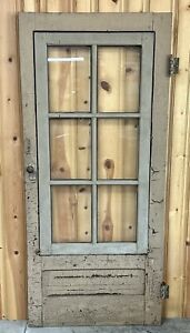 1897 Rustic Farmhouse Porch Entry Door 6 Window Solid Wood Heavy Patina Exterior