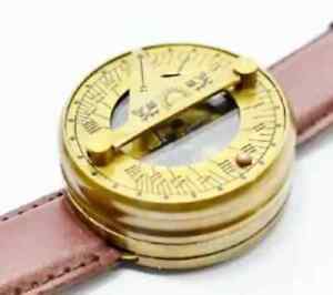 Antique Steampunk Wrist Brass Compass Sundial Watch Type Sundial Compass