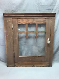 Vtg Wood Cabinet Door Face Front Country Cabin Lodge Glass Window Old 1523 23b