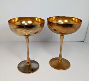 International Silver Company Gold Plated 2 Chalice Champagne Cup Stemware Japan