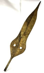 Antique African Leaf Bladed Spear Head Tip Turkana Vintage Pitted Rusted Metal