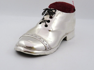 Large Antique George V Sterling Silver Shoe Shaped Pin Cushion Fully Hallmarked