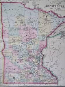 Minnesota Minneapolis St Paul Duluth Bemidji 1890 Bradley Mitchell Map