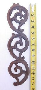 Vintage Pediment Cast Iron Scroll Curve Spiral Wall Decor Art Panel 14 X 4 Si