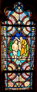 Antique Gothic Church Stained Glass Window 24x65 Baptism Of Jesus Saint John