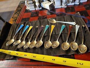 Vintage Gilt Wash Sterling Enamel David Andersen Norway Demitasse Spoons Plus