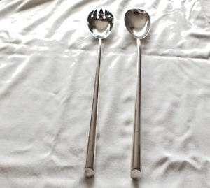 Pair Of Solid Silver Antique Salad Servers Birmingham 1911 By J Grinsell Son