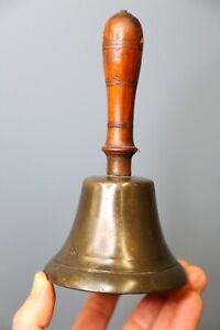 Antique School Bell Wooden Handle School House Teachers Desk Bell