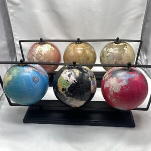 6 Set Nwt Aman Home Collection 3 Mini World Globes Decoration Made In India