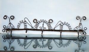Folk Art Wire Work Wall Hanging Rack Coat Or Towel With 5 Hooks