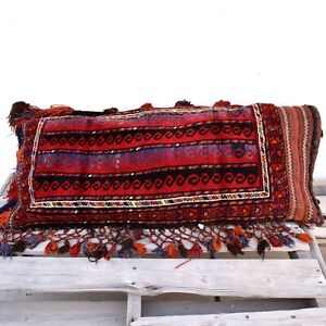 Large Vintage Handmade Pillow Cushion Cover Bohemian Baluche Woolen Woven Afghan