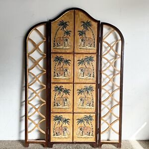 Regency Hand Painted Elephants And Gold Room Divider Screen