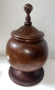 Vintage Container Covered Jar Treen Ware 19 X 12 Wood Huge