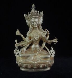 Old Chinese Gilt Bronze Many Heads And Hands Guanyin Buddha Statue Sculpture