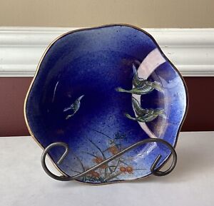 Rare Japanese Meiji Fokugawa Koransha Porcelain Bowl Cobalt Blue Marked