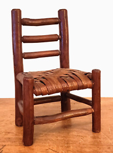 Antique Vtg Adirondack Twig Doll Chair Salesman Sample 10 Folk Art Cabin 2