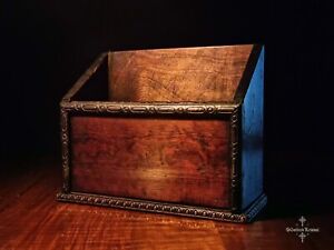 Antique Edwardian Wooden Letter Rack Oak Storage Box