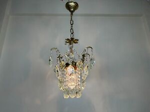 Antique Brass Crystals Chandelier Lighting Ceiling Lamp Light Fixtures 1960 S