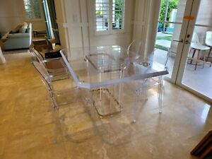 Charles Hollis Jones Lucite Dining Table And 4 Ghost Chairs