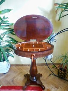 Antique Mahogany Sewing Table Working Table 19th C Antique Furniture Round Ta