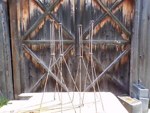 Lot Of 4 Antique Iron Lightning Rod Stands Sound Condition 
