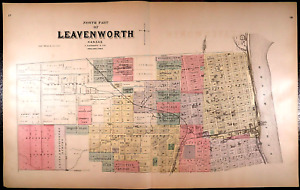 1887 Plat Map Kansas Northern Part Of The City Of Leavenworth Ks 018