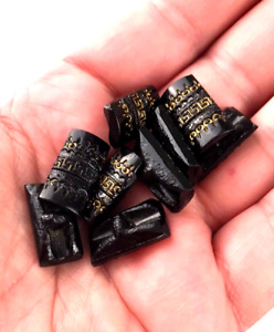 Lot 9 Antique Victorian Carved Jet Black Gold Glass Greek Zagori Sewing Buttons