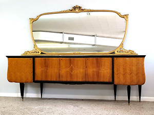Monumental Italian Modernist Sideboard Buffet Mirror Paolo Buffa Vittorio Dassi