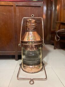 Refurbished Old Marine Ship Copper W G R Glass Nautical Kerosene Lamp