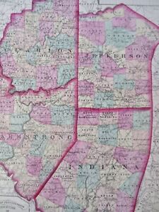 Jefferson Clarion Indiana Armstrong Counties Pennsylvania 1872 O W Gray Map